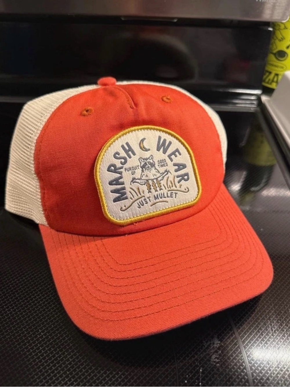 Marsh Wear Orange Trucker Hat with Cream Mesh Back
